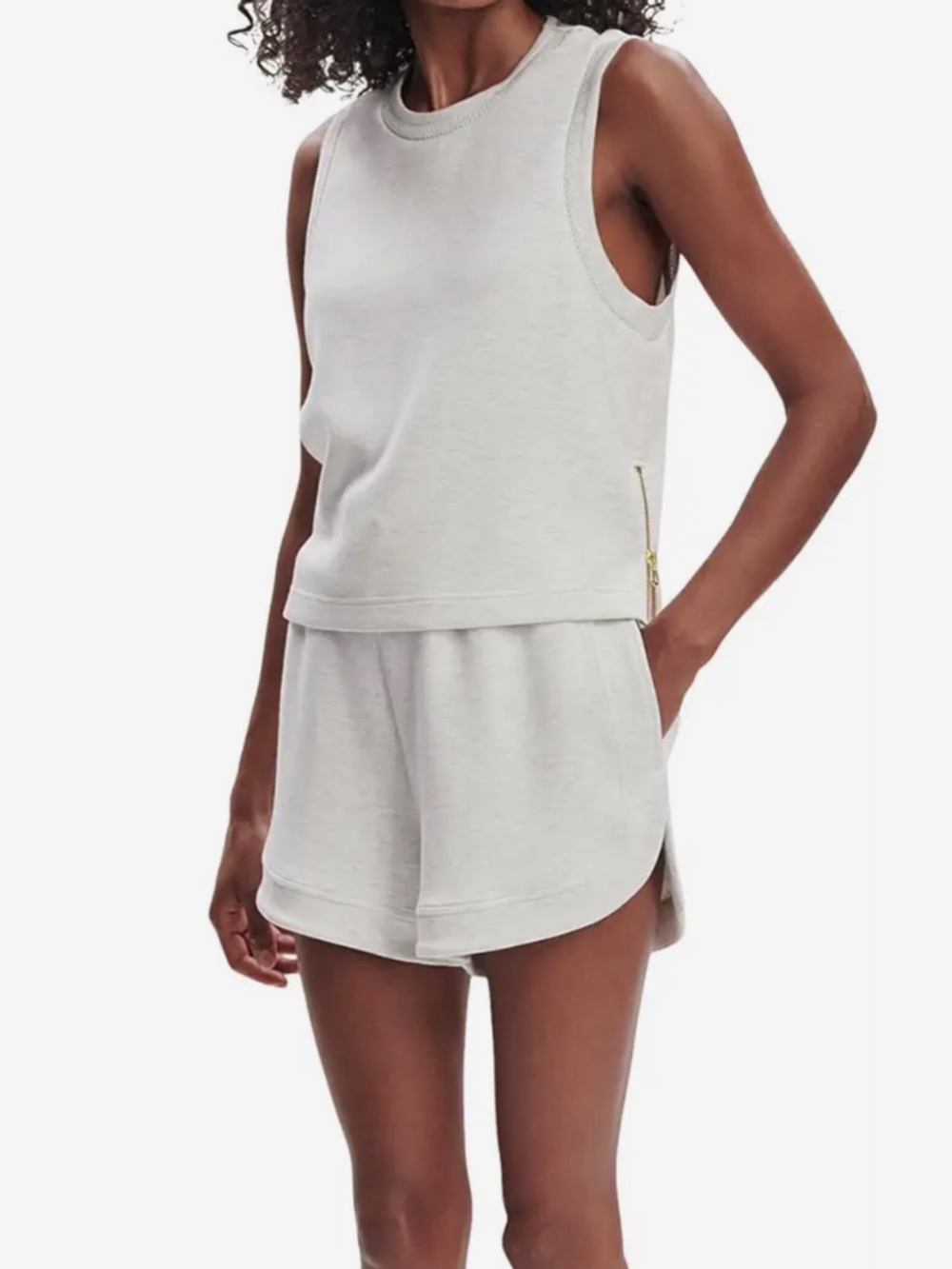 Varley Light Gray Sleeveless Tank Top with Side Zip NATE